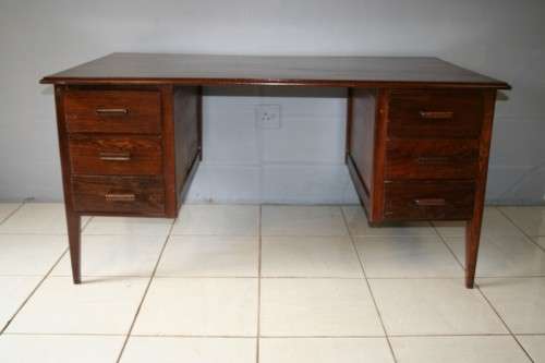 A BEAUTIFUL ANTIQUE SOLID OAK TOP 6-DRAWER EXECUTIVE "PARTNER" OFFICE DESK - PERFECT STUDY DESK