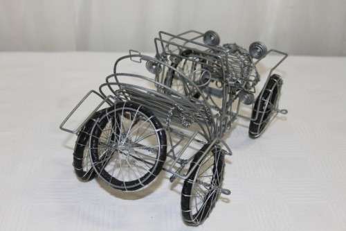 AN INCREDIBLE AND BEAUTIFULLY MADE WIRE "VINTAGE" CAR = AWESOME AND UNUSUAL DECOR DISPLAY PIECE
