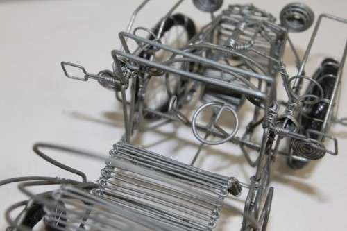 AN INCREDIBLE AND BEAUTIFULLY MADE WIRE "VINTAGE" CAR = AWESOME AND UNUSUAL DECOR DISPLAY PIECE