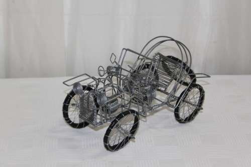 AN INCREDIBLE AND BEAUTIFULLY MADE WIRE "VINTAGE" CAR = AWESOME AND UNUSUAL DECOR DISPLAY PIECE
