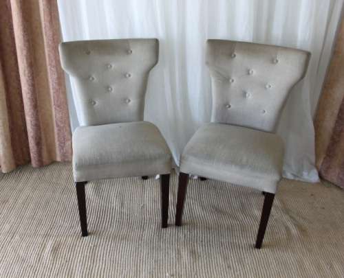 TWO AWESOME MODERN UPHOLSTERED ARC-BACK CHAIRS WITH BUTTON DETAILING bid/chair