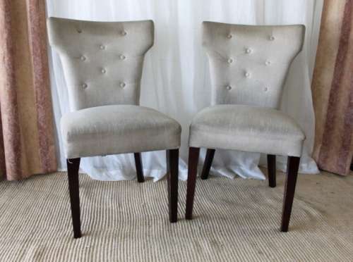 TWO AWESOME MODERN UPHOLSTERED ARC-BACK CHAIRS WITH BUTTON DETAILING bid/chair