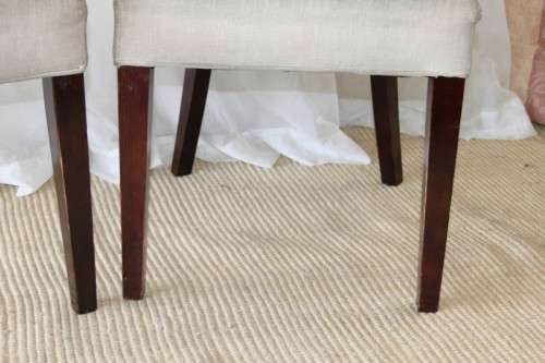 TWO AWESOME MODERN UPHOLSTERED ARC-BACK CHAIRS WITH BUTTON DETAILING bid/chair