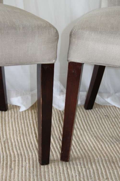 TWO AWESOME MODERN UPHOLSTERED ARC-BACK CHAIRS WITH BUTTON DETAILING bid/chair