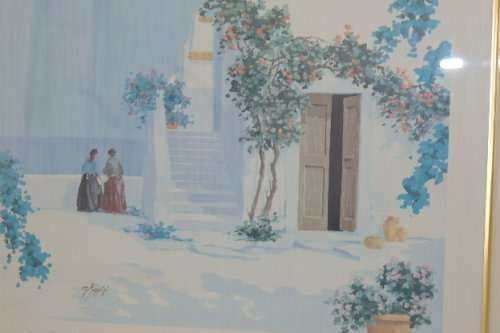 A BEAUTIFUL WHITE FRAMED SIGNED LIMITED EDITION WATERCOLOUR PRINT BY ITALIAN ARTIST GIORGIO ZUPPINI