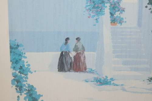A BEAUTIFUL WHITE FRAMED SIGNED LIMITED EDITION WATERCOLOUR PRINT BY ITALIAN ARTIST GIORGIO ZUPPINI