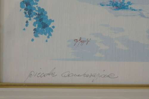A BEAUTIFUL WHITE FRAMED SIGNED LIMITED EDITION WATERCOLOUR PRINT BY ITALIAN ARTIST GIORGIO ZUPPINI