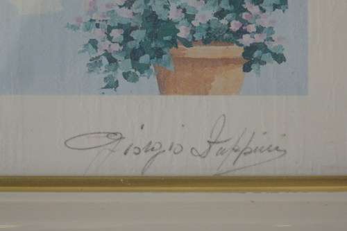 A BEAUTIFUL WHITE FRAMED SIGNED LIMITED EDITION WATERCOLOUR PRINT BY ITALIAN ARTIST GIORGIO ZUPPINI