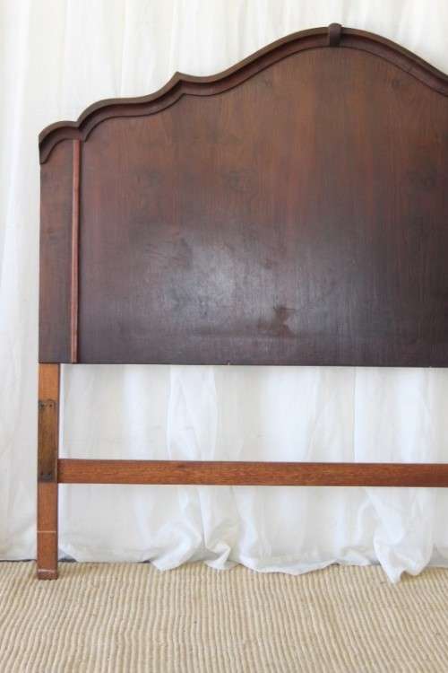 A BEAUTIFUL ANTIQUE SOLID IMBUIA DOUBLE BED HEADBOARD IN WONDERFUL CONDITION