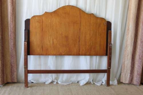 A BEAUTIFUL ANTIQUE SOLID IMBUIA DOUBLE BED HEADBOARD IN WONDERFUL CONDITION