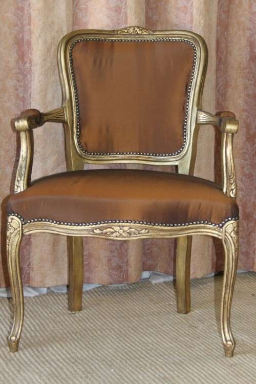 TWO INCREDIBLE (GOLD) "LOUIS XV" STYLE ARMCHAIRS WITH MAGNIFICENT CARVED DETAILING bid/chair
