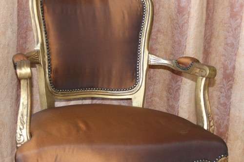 TWO INCREDIBLE (GOLD) "LOUIS XV" STYLE ARMCHAIRS WITH MAGNIFICENT CARVED DETAILING bid/chair