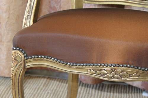 TWO INCREDIBLE (GOLD) "LOUIS XV" STYLE ARMCHAIRS WITH MAGNIFICENT CARVED DETAILING bid/chair