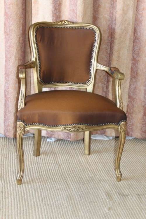 TWO INCREDIBLE (GOLD) "LOUIS XV" STYLE ARMCHAIRS WITH MAGNIFICENT CARVED DETAILING bid/chair