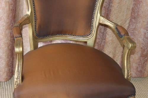 TWO INCREDIBLE (GOLD) "LOUIS XV" STYLE ARMCHAIRS WITH MAGNIFICENT CARVED DETAILING bid/chair