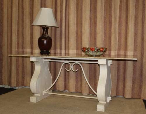 SPECTACULAR 2m SOLID ITALIAN MARBLE TOP CONSOLE TABLE/HALL TABLE ON A HARP LEG METAL BASE! AWESOME!!