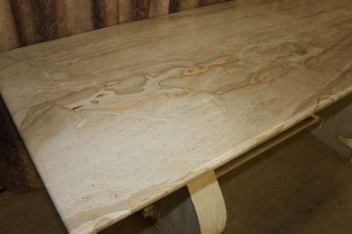 SPECTACULAR 2m SOLID ITALIAN MARBLE TOP CONSOLE TABLE/HALL TABLE ON A HARP LEG METAL BASE! AWESOME!!