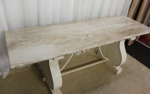 SPECTACULAR 2m SOLID ITALIAN MARBLE TOP CONSOLE TABLE/HALL TABLE ON A HARP LEG METAL BASE! AWESOME!!