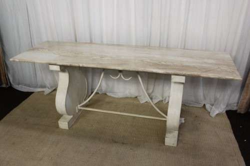SPECTACULAR 2m SOLID ITALIAN MARBLE TOP CONSOLE TABLE/HALL TABLE ON A HARP LEG METAL BASE! AWESOME!!