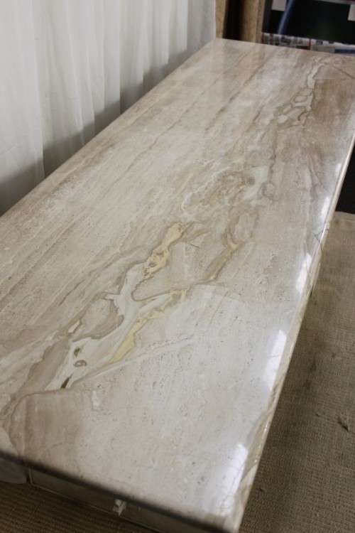 SPECTACULAR 2m SOLID ITALIAN MARBLE TOP CONSOLE TABLE/HALL TABLE ON A HARP LEG METAL BASE! AWESOME!!