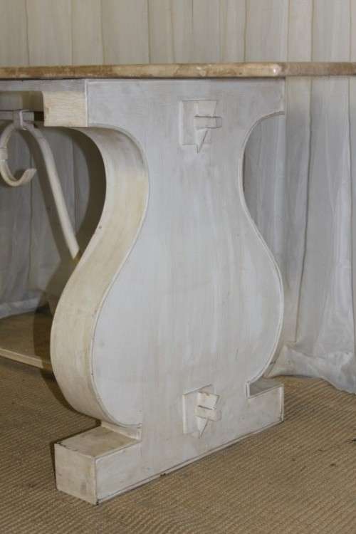 SPECTACULAR 2m SOLID ITALIAN MARBLE TOP CONSOLE TABLE/HALL TABLE ON A HARP LEG METAL BASE! AWESOME!!