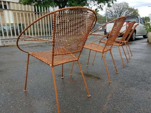 A FANTASTIC COLLECTION OF 4x "WIRE MESH" OUTDOOR CHAIRS IN AWESOME CONDITION bid/chair
