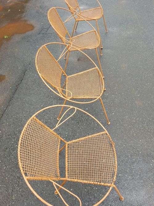 A FANTASTIC COLLECTION OF 4x "WIRE MESH" OUTDOOR CHAIRS IN AWESOME CONDITION bid/chair