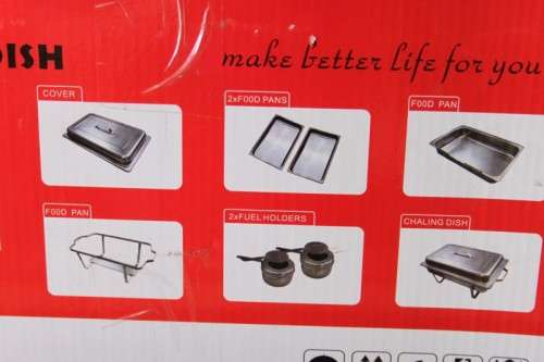 4x SUPERB BRAND NEW (BOXED) 18/8 STAINLESS STEEL 10 LITRE TWO-BURNER CHAFING DISH bid/chaf