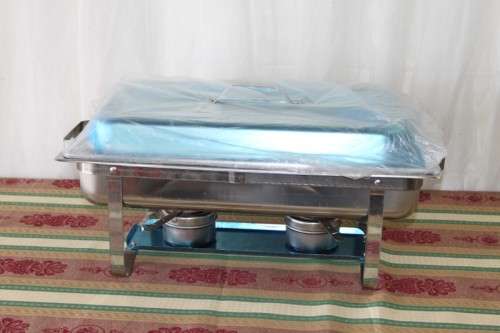 4x SUPERB BRAND NEW (BOXED) 18/8 STAINLESS STEEL 10 LITRE TWO-BURNER CHAFING DISH bid/chaf