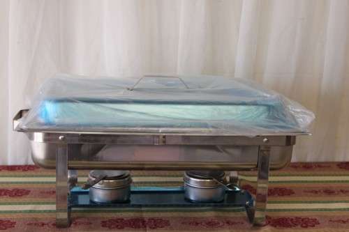 4x SUPERB BRAND NEW (BOXED) 18/8 STAINLESS STEEL 10 LITRE TWO-BURNER CHAFING DISH bid/chaf