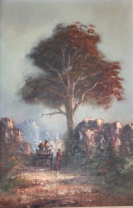 **RS17** An original signed Luther Marais (1935 - 2010) framed landscape oil on board painting