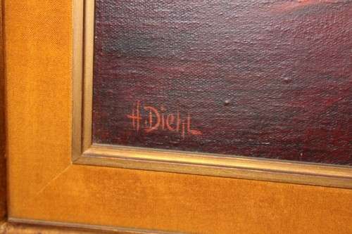 A SUPERBLY PAINTED ORIGINAL SIGNED AND FRAMED "H. DIEHL" STILL LIFE OIL ON BOARD PAINTING