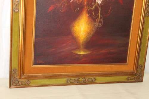 A SUPERBLY PAINTED ORIGINAL SIGNED AND FRAMED "H. DIEHL" STILL LIFE OIL ON BOARD PAINTING