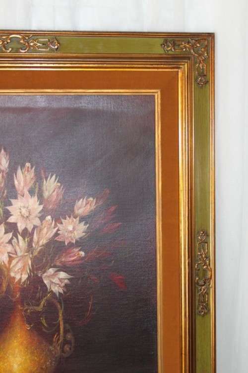 A SUPERBLY PAINTED ORIGINAL SIGNED AND FRAMED "H. DIEHL" STILL LIFE OIL ON BOARD PAINTING