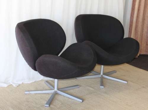 TWO INCREDIBLE RARE VINTAGE MID CENTURY BLACK "COCKTAIL" CLUB CHAIRS IN STUNNING CONDITION bid/chair