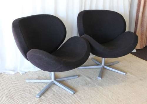 TWO INCREDIBLE RARE VINTAGE MID CENTURY BLACK "COCKTAIL" CLUB CHAIRS IN STUNNING CONDITION bid/chair