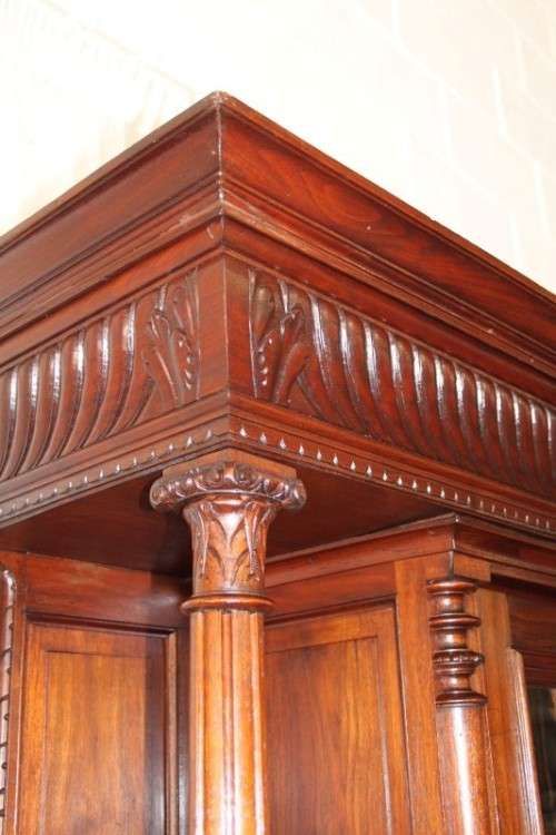 A MAGNIFICENT ANTIQUE FRENCH RENAISSANCE REVIVAL WALNUT "BUFFET-A-DEUX CORPUS" CABINET