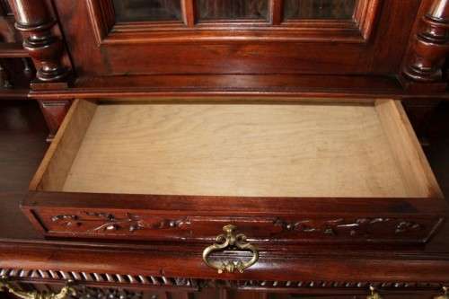 A MAGNIFICENT ANTIQUE FRENCH RENAISSANCE REVIVAL WALNUT "BUFFET-A-DEUX CORPUS" CABINET