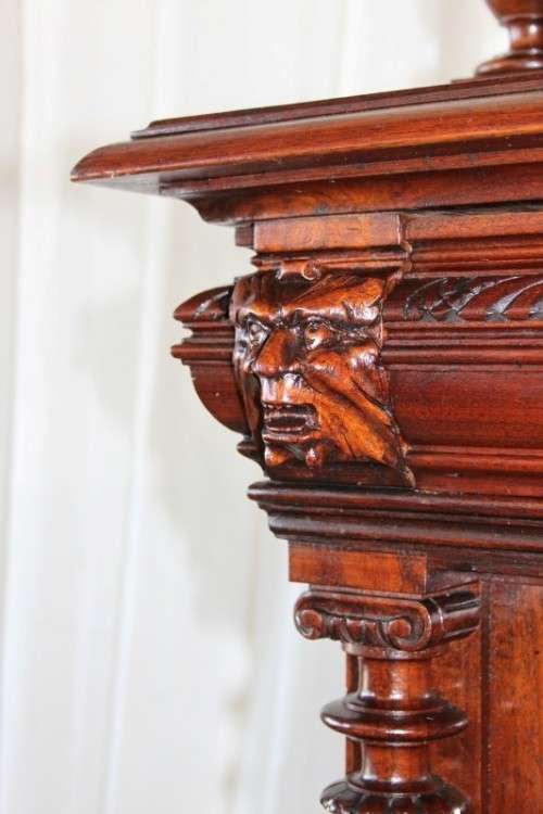 A MAGNIFICENT ANTIQUE FRENCH RENAISSANCE REVIVAL WALNUT "BUFFET-A-DEUX CORPUS" CABINET