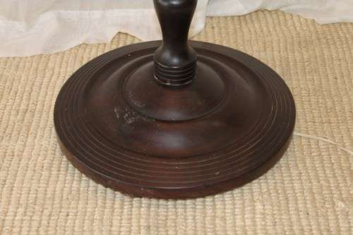 An exquisite tall solid African Black wood floor lamp with a large shade in awesome condition