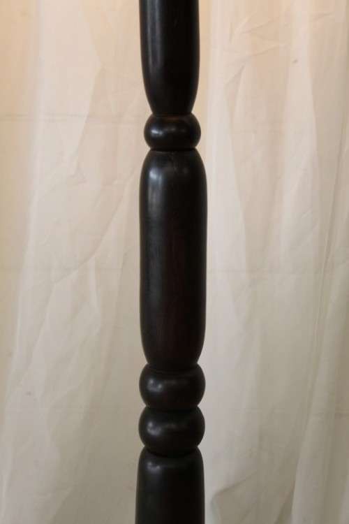 An exquisite tall solid African Black wood floor lamp with a large shade in awesome condition