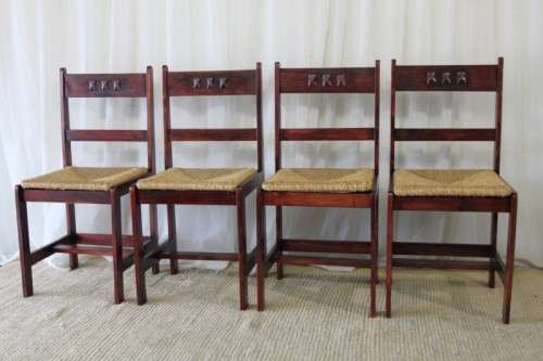 4x STUNNING WELL MADE "ALPINE" PINE AND WICKER SEAT DINING CHAIRS IN EXCELLENT CONDITION bid/chair