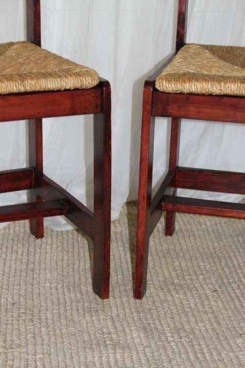 4x STUNNING WELL MADE "ALPINE" PINE AND WICKER SEAT DINING CHAIRS IN EXCELLENT CONDITION bid/chair