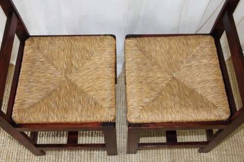 4x STUNNING WELL MADE "ALPINE" PINE AND WICKER SEAT DINING CHAIRS IN EXCELLENT CONDITION bid/chair