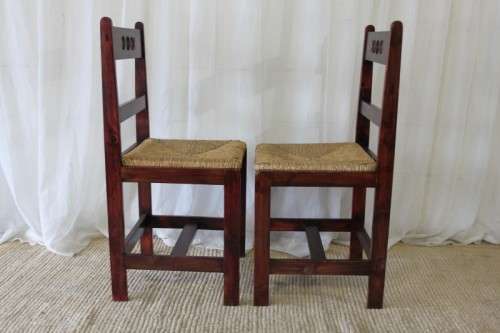 4x STUNNING WELL MADE "ALPINE" PINE AND WICKER SEAT DINING CHAIRS IN EXCELLENT CONDITION bid/chair