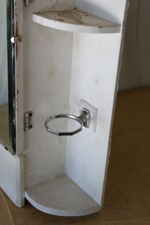 AN AWESOME VINTAGE/ ANTIQUE? BATHROOM VANITY WALL CABINET WITH A BEVELLED MIRROR AND STORAGE DRAWER