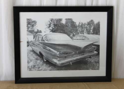 A WONDERFUL SIGNED LIMITED EDITION PRINT (No. 225 OF 500) OF A 1959 CHEV BELAIR BY DEAN SIMON