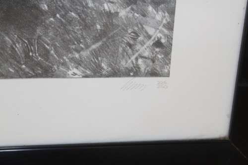 A WONDERFUL SIGNED LIMITED EDITION PRINT (No. 225 OF 500) OF A 1959 CHEV BELAIR BY DEAN SIMON
