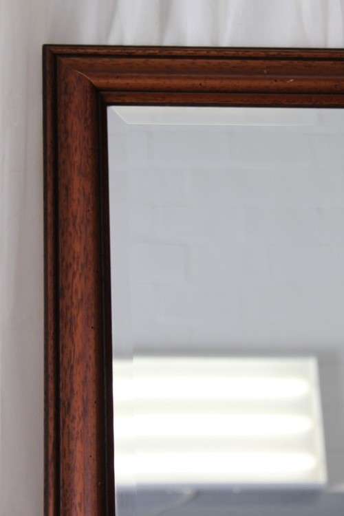 A SERIOUSLY STUNNING (LARGE) SOLID WOODEN FRAMED BEVELLED GLASS WALL MIRROR IN AWESOME CONDITION