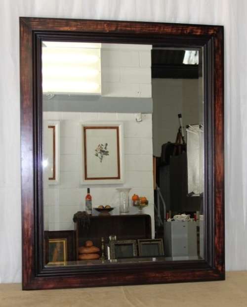 AN INCREDIBLE (LARGE) SOLID WOODEN FRAMED BEVELLED GLASS WALL MIRROR IN FANTASTIC CONDITION